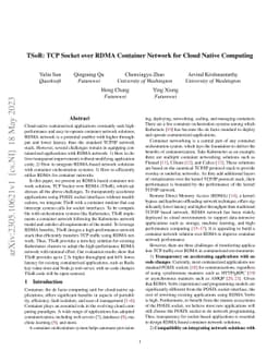 TSoR: TCP Socket over RDMA Container Network for Cloud Native Computing