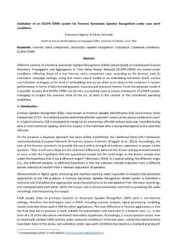 Validation of an ECAPA-TDNN system for Forensic Automatic Speaker
  Recognition under case work conditions