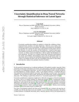 Uncertainty Quantification in Deep Neural Networks through Statistical
  Inference on Latent Space