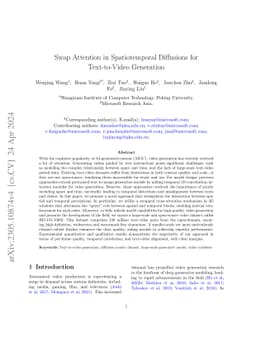 Swap Attention in Spatiotemporal Diffusions for Text-to-Video Generation