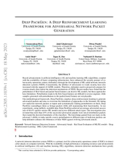 Deep PackGen: A Deep Reinforcement Learning Framework for Adversarial
  Network Packet Generation