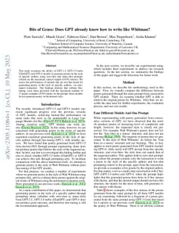 Bits of Grass: Does GPT already know how to write like Whitman?