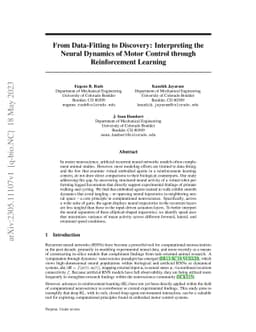 From Data-Fitting to Discovery: Interpreting the Neural Dynamics of
  Motor Control through Reinforcement Learning
