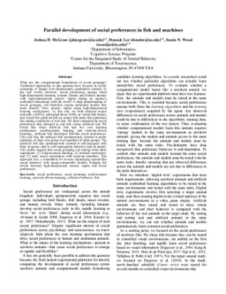 Parallel development of social preferences in fish and machines