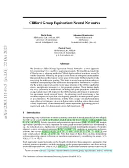 Clifford Group Equivariant Neural Networks