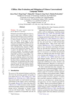 CHBias: Bias Evaluation and Mitigation of Chinese Conversational
  Language Models