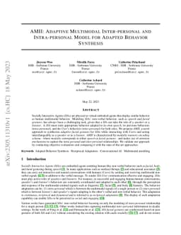 AMII: Adaptive Multimodal Inter-personal and Intra-personal Model for
  Adapted Behavior Synthesis