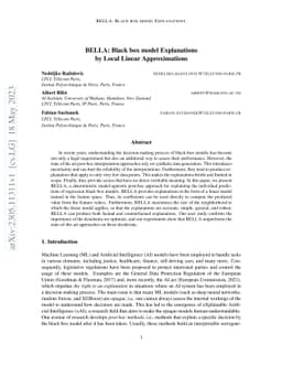BELLA: Black box model Explanations by Local Linear Approximations