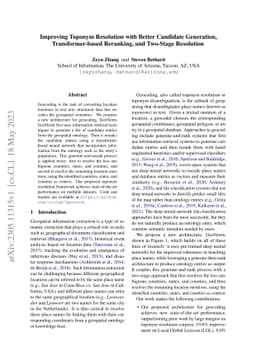 Improving Toponym Resolution with Better Candidate Generation,
  Transformer-based Reranking, and Two-Stage Resolution
