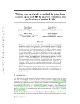 Writing your own book: A method for going from closed to open book QA to
  improve robustness and performance of smaller LLMs