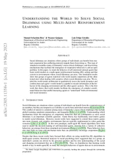 Understanding the World to Solve Social Dilemmas Using Multi-Agent
  Reinforcement Learning