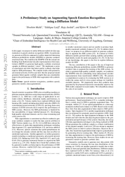 A Preliminary Study on Augmenting Speech Emotion Recognition using a
  Diffusion Model