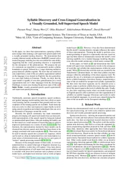 Syllable Discovery and Cross-Lingual Generalization in a Visually
  Grounded, Self-Supervised Speech Model