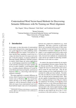 Contextualized Word Vector-based Methods for Discovering Semantic
  Differences with No Training nor Word Alignment