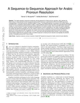 A Sequence-to-Sequence Approach for Arabic Pronoun Resolution