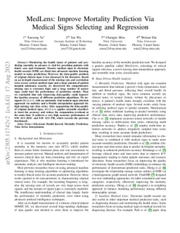MedLens: Improve Mortality Prediction Via Medical Signs Selecting and
  Regression