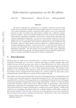 Multi-objective optimisation via the R2 utilities