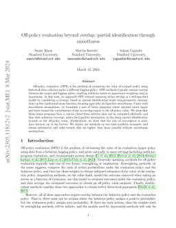 Off-policy evaluation beyond overlap: partial identification through
  smoothness