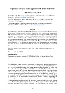 Judgments of research co-created by generative AI: experimental evidence