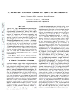 Neural information coding for efficient spike-based image denoising
