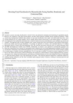 Boosting Crop Classification by Hierarchically Fusing Satellite,
  Rotational, and Contextual Data