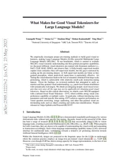 What Makes for Good Visual Tokenizers for Large Language Models?