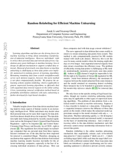 Random Relabeling for Efficient Machine Unlearning
