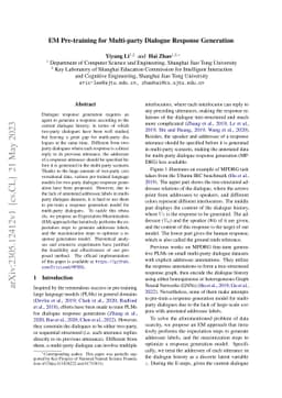 EM Pre-training for Multi-party Dialogue Response Generation