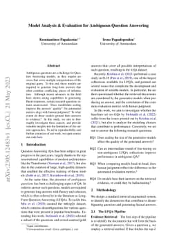Model Analysis & Evaluation for Ambiguous Question Answering