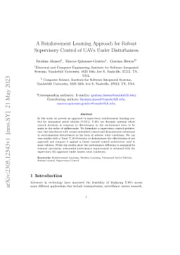 A Reinforcement Learning Approach for Robust Supervisory Control of UAVs
  Under Disturbances
