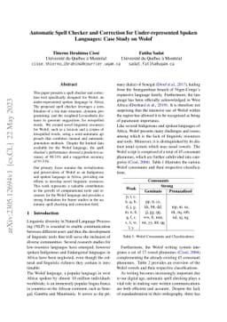 Automatic Spell Checker and Correction for Under-represented Spoken
  Languages: Case Study on Wolof