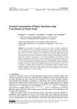 Semantic Segmentation of Radar Detections using Convolutions on Point
  Clouds