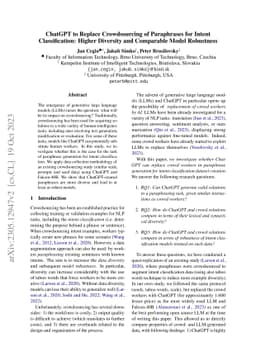 ChatGPT to Replace Crowdsourcing of Paraphrases for Intent
  Classification: Higher Diversity and Comparable Model Robustness