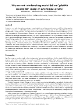 Why current rain denoising models fail on CycleGAN created rain images
  in autonomous driving