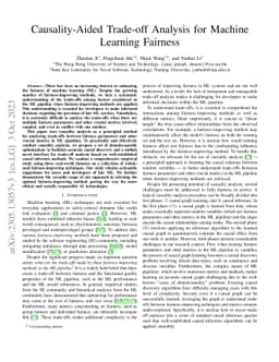 Causality-Aided Trade-off Analysis for Machine Learning Fairness