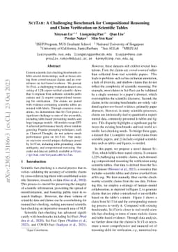 SCITAB: A Challenging Benchmark for Compositional Reasoning and Claim
  Verification on Scientific Tables