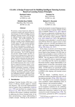 CLASS: A Design Framework for building Intelligent Tutoring Systems
  based on Learning Science principles
