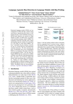 Language-Agnostic Bias Detection in Language Models with Bias Probing