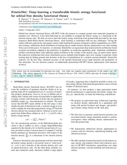 KineticNet: Deep learning a transferable kinetic energy functional for
  orbital-free density functional theory