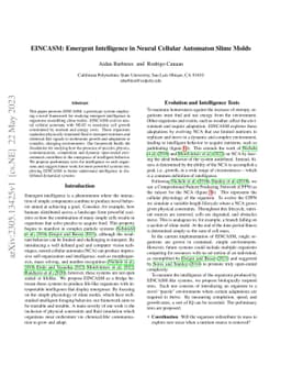 EINCASM: Emergent Intelligence in Neural Cellular Automaton Slime Molds