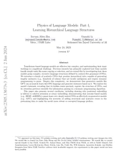 Physics of Language Models: Part 1, Learning Hierarchical Language Structures