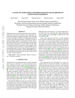 A study of audio mixing methods for piano transcription in violin-piano
  ensembles