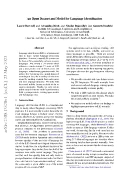An Open Dataset and Model for Language Identification