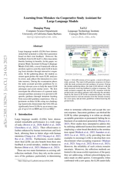 Learning from Mistakes via Cooperative Study Assistant for Large
  Language Models
