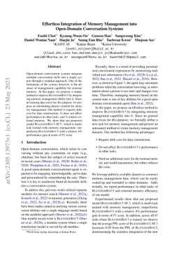 Effortless Integration of Memory Management into Open-Domain
  Conversation Systems