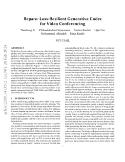 Reparo: Loss-Resilient Generative Codec for Video Conferencing