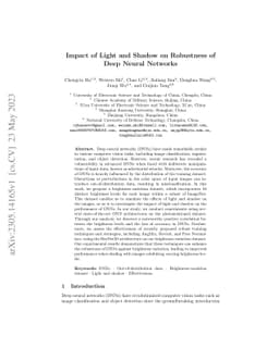 Impact of Light and Shadow on Robustness of Deep Neural Networks