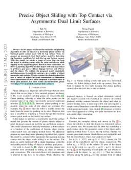 Precise Object Sliding with Top Contact via Asymmetric Dual Limit
  Surfaces