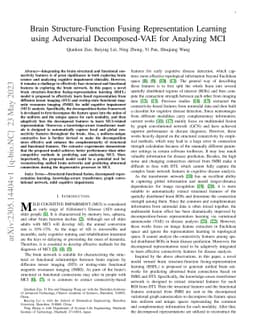 Brain Structure-Function Fusing Representation Learning using
  Adversarial Decomposed-VAE for Analyzing MCI