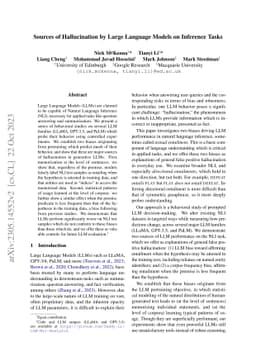 Sources of Hallucination by Large Language Models on Inference Tasks